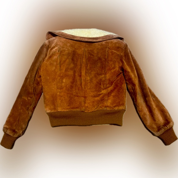 Orange leather bomber jacket - Picture 3 of 4